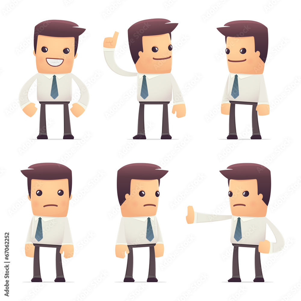set of manager character in different poses set of manager character in different poses