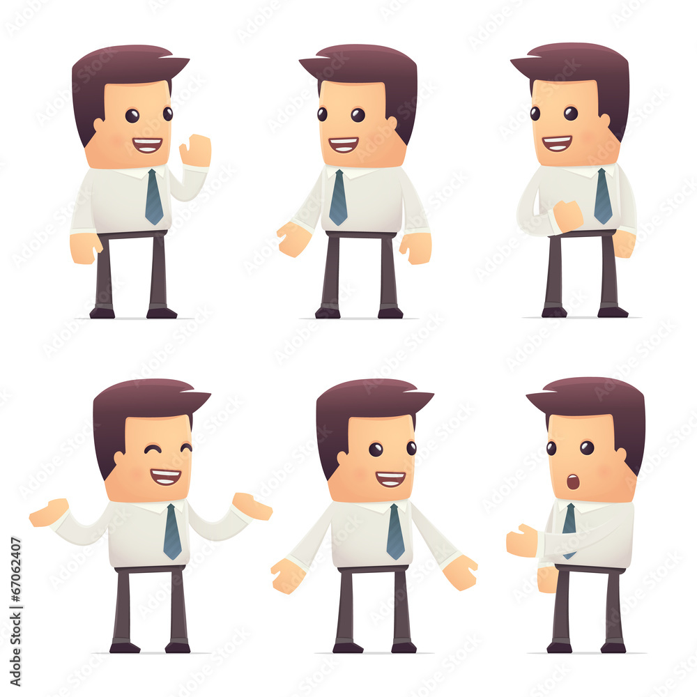 set of manager character in different poses set of manager character in different poses
