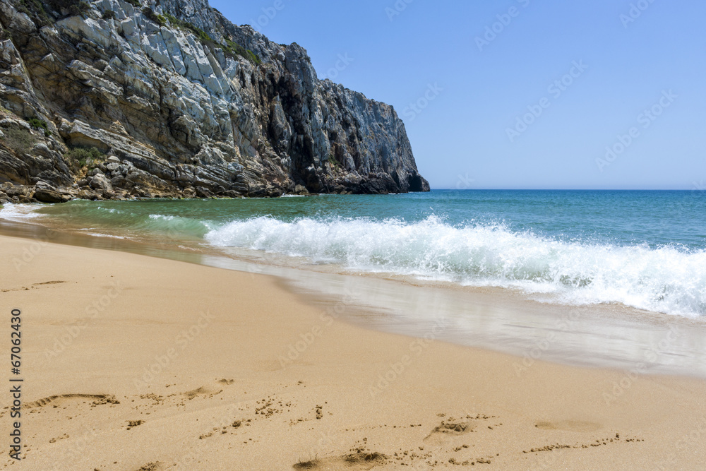 Empty beach and cliff in the Beliche beach, Sagres, Portugal Empty beach and cliff in the Beliche beach, Sagres, Portugal