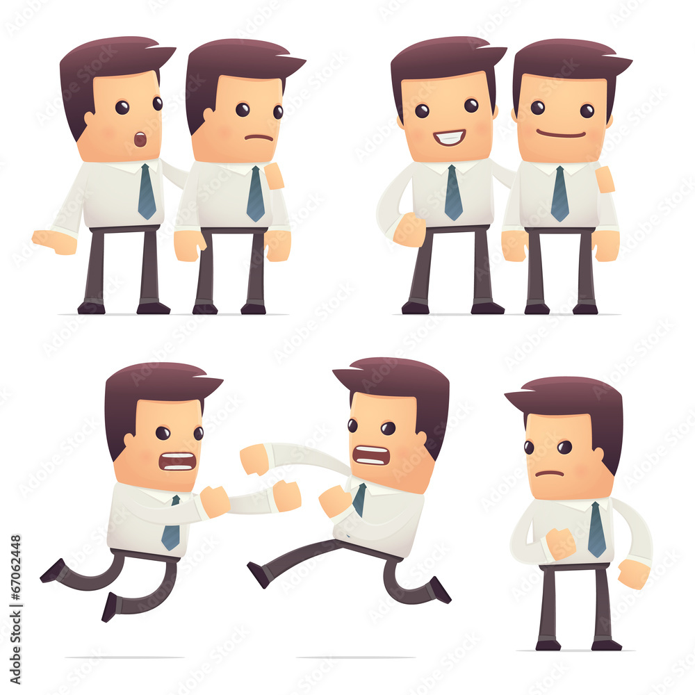 set of manager character in different poses set of manager character in different poses