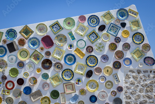Traditional Portuguese handcrafted plates on the wall