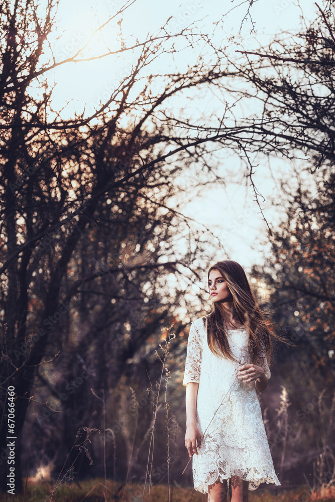 beautiful brunette woman walking outdoors beautiful brunette woman walking outdoors