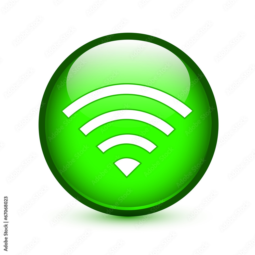 Green wifi or wireless sign glossy button Green wifi or wireless sign glossy button