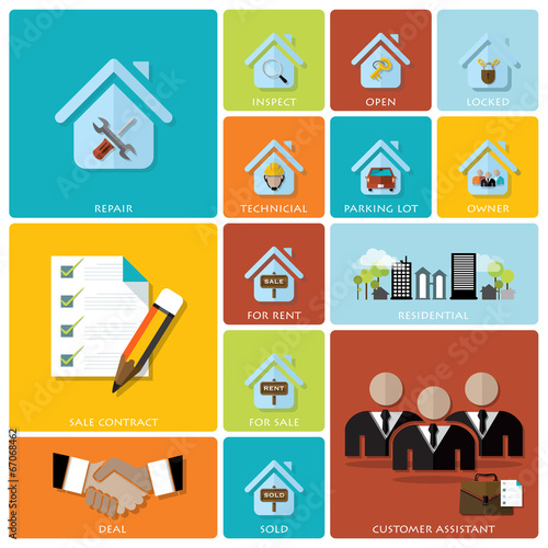 Business And Real Estate Flat Icon Set