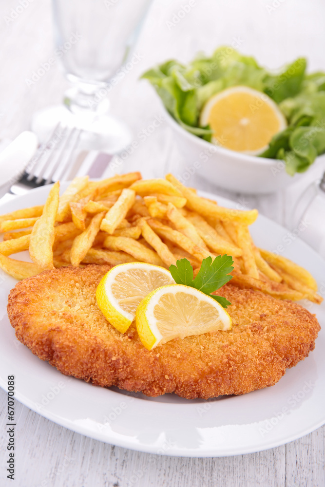 breaded meat and fries breaded meat and fries