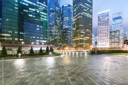 Photography the light trails on the modern building background in hongkong c