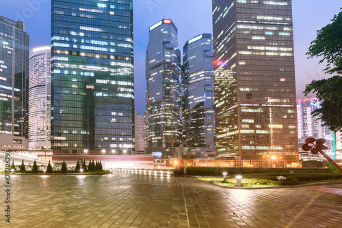 Canvas Print the light trails on the modern building background in hongkong c
