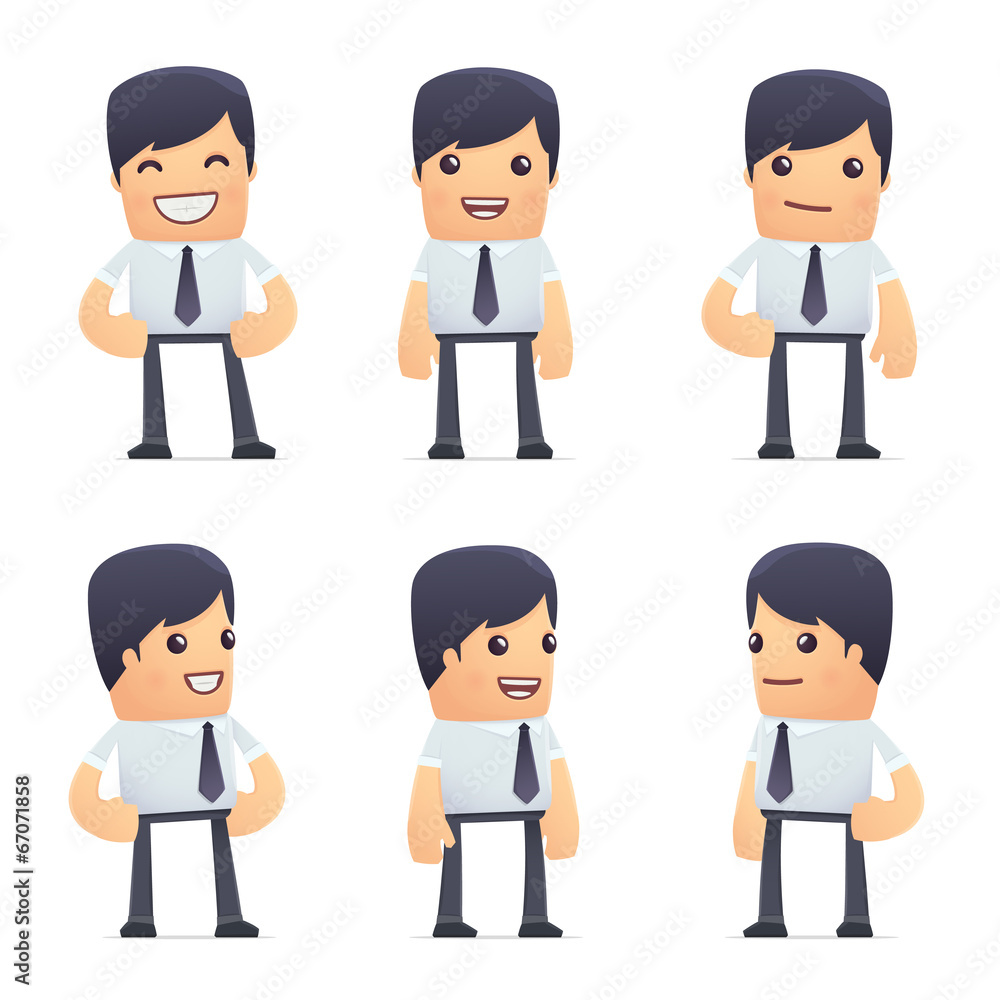 set of businessman character in different poses set of businessman character in different poses