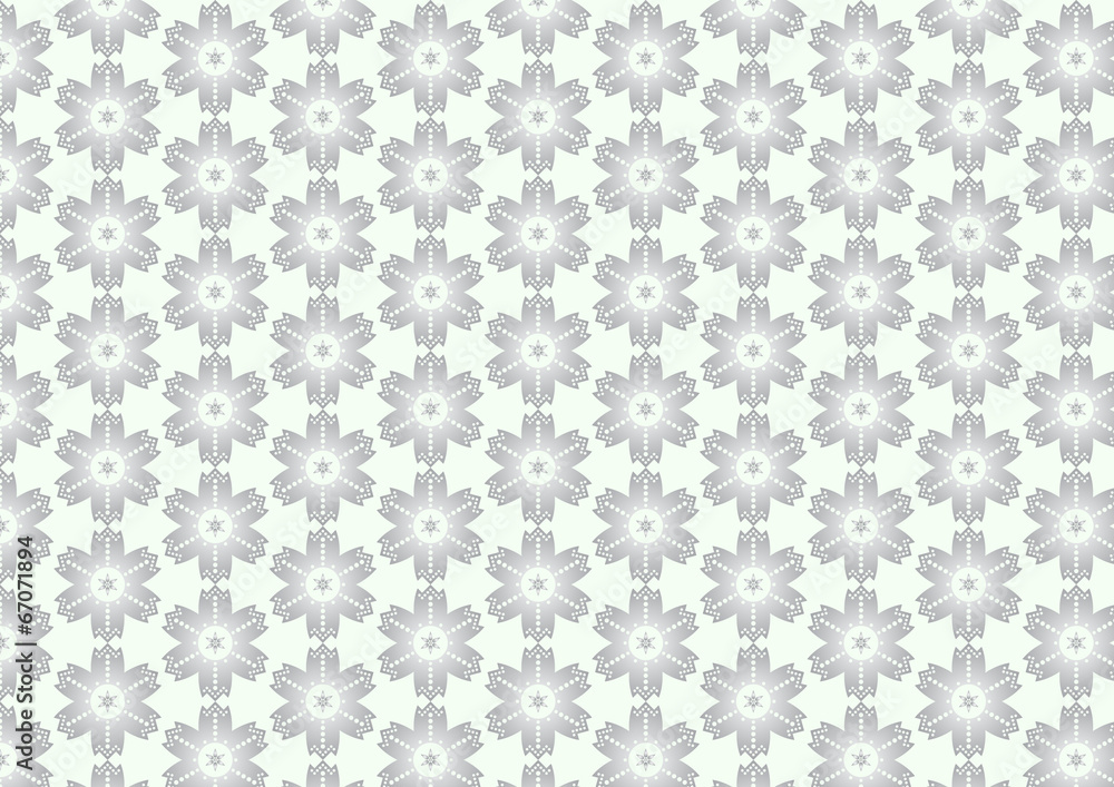 Silver Vintage Flower and Circle Shape Pattern on Pastel Backgro