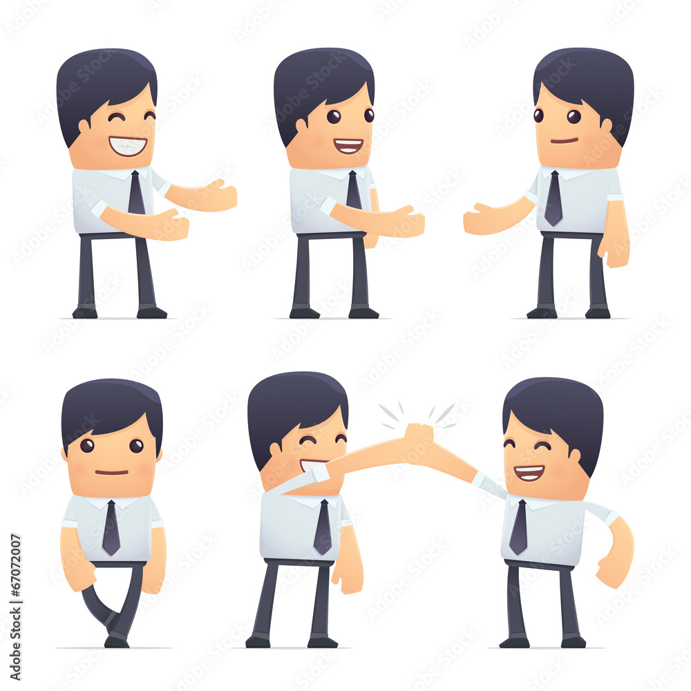 set of businessman character in different poses set of businessman character in different poses