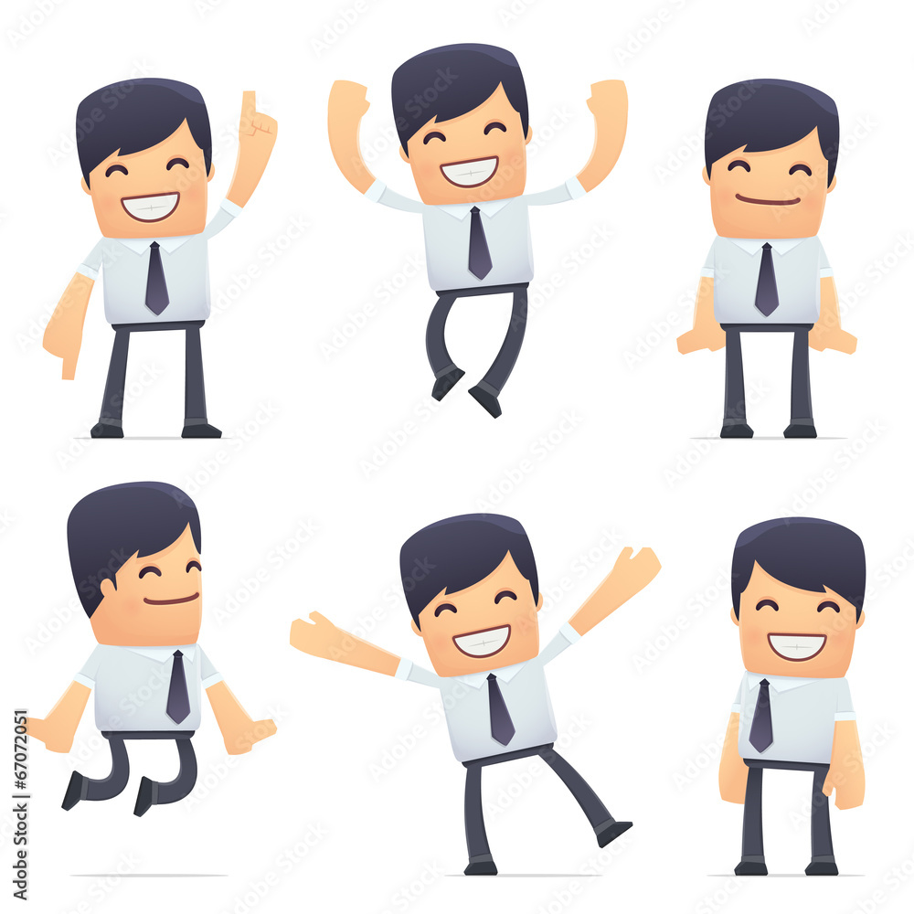 set of businessman character in different poses set of businessman character in different poses