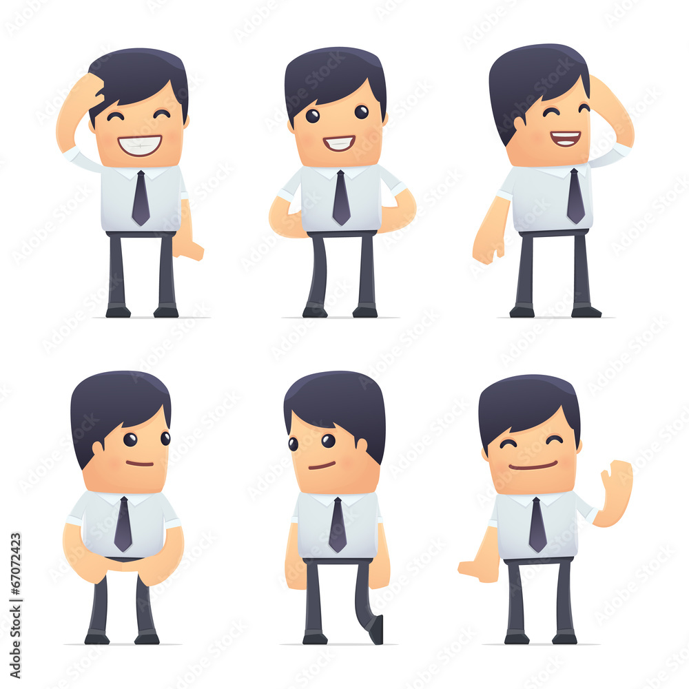 set of businessman character in different poses set of businessman character in different poses