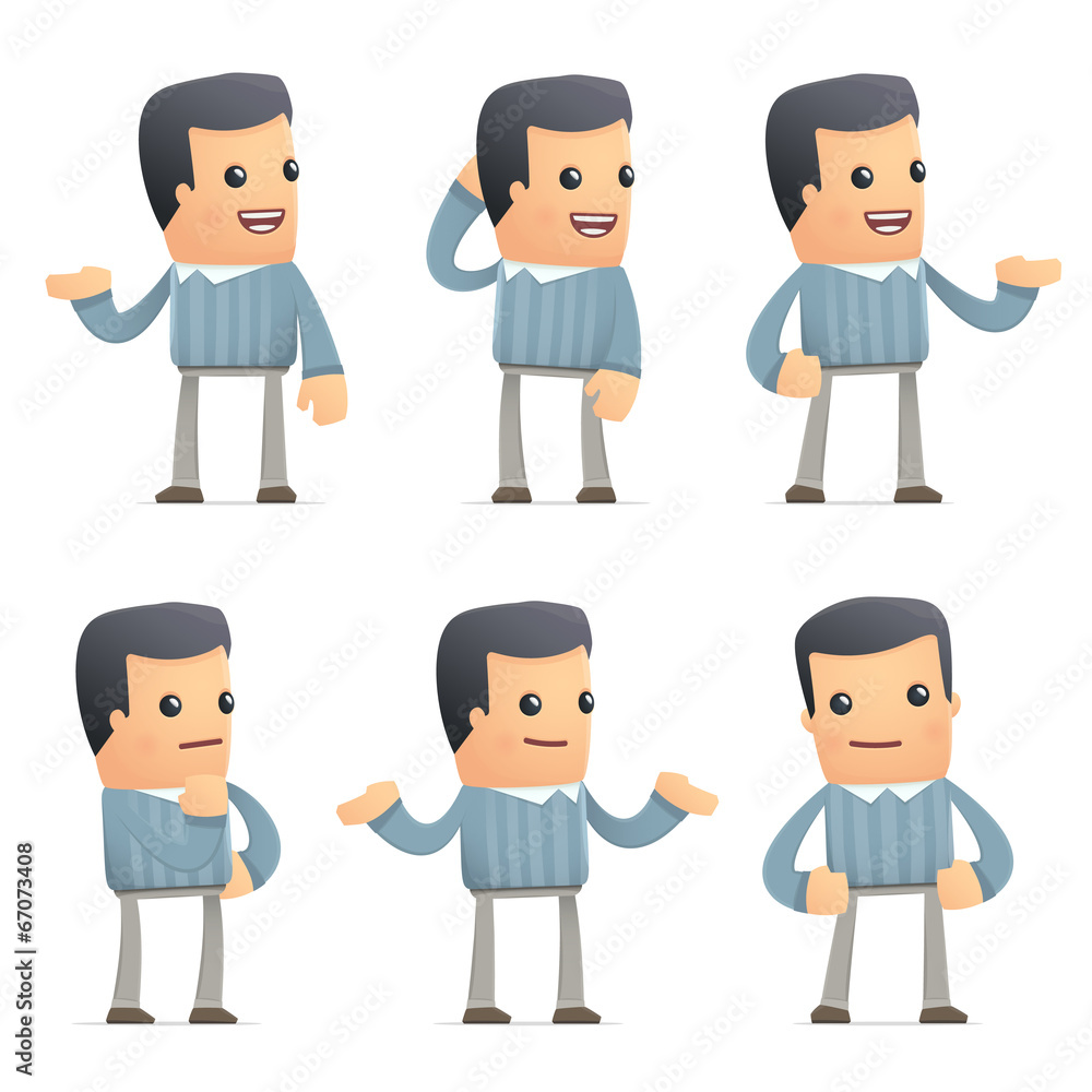 set of customer character in different poses set of customer character in different poses