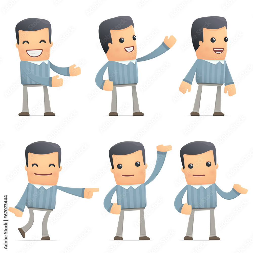 set of customer character in different poses set of customer character in different poses