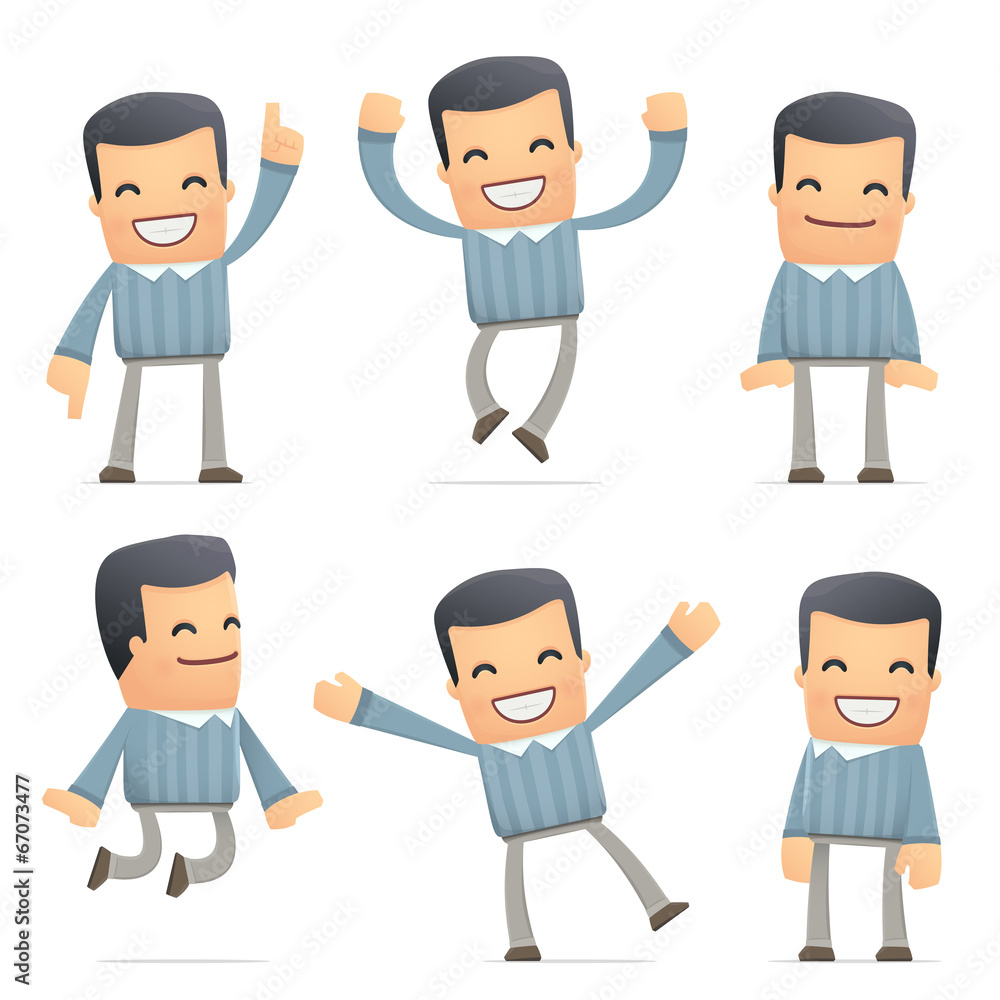 set of customer character in different poses