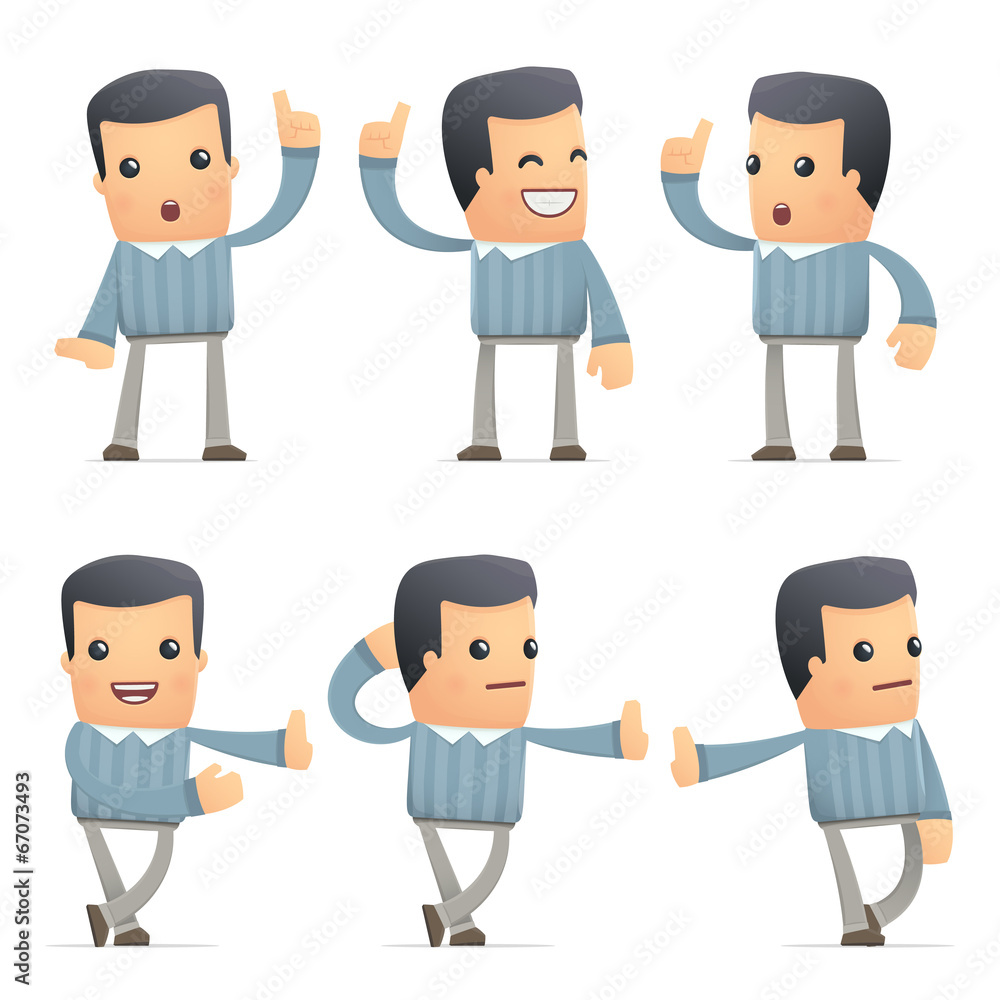 set of customer character in different poses set of customer character in different poses