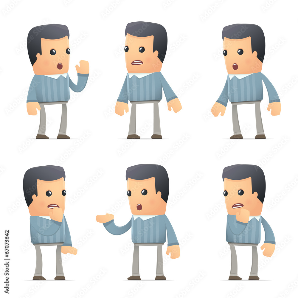 set of customer character in different poses set of customer character in different poses