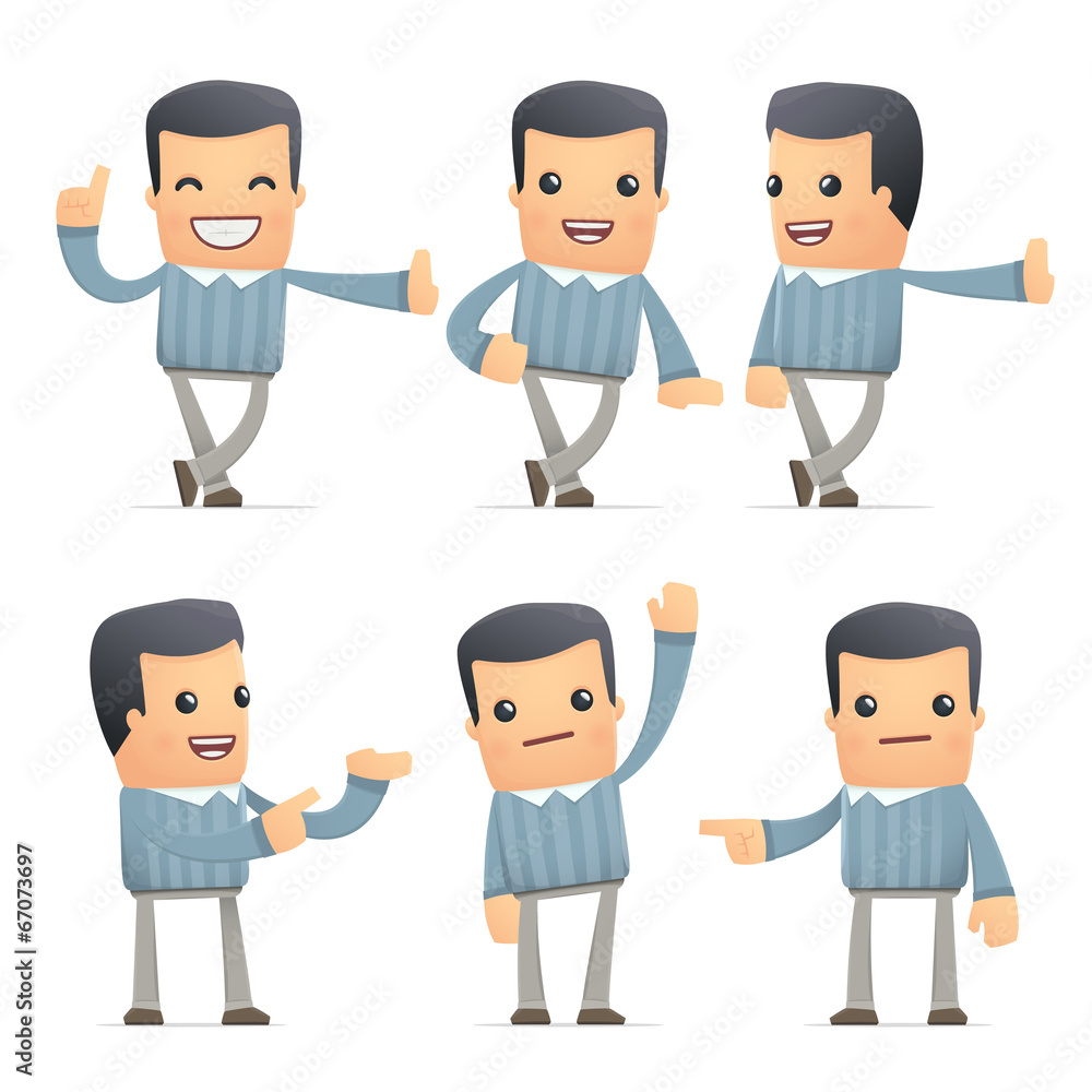 set of customer character in different poses set of customer character in different poses