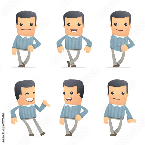 set of customer character in different poses