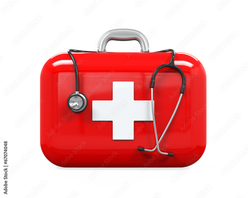 First Aid Kit and Stethoscope First Aid Kit and Stethoscope