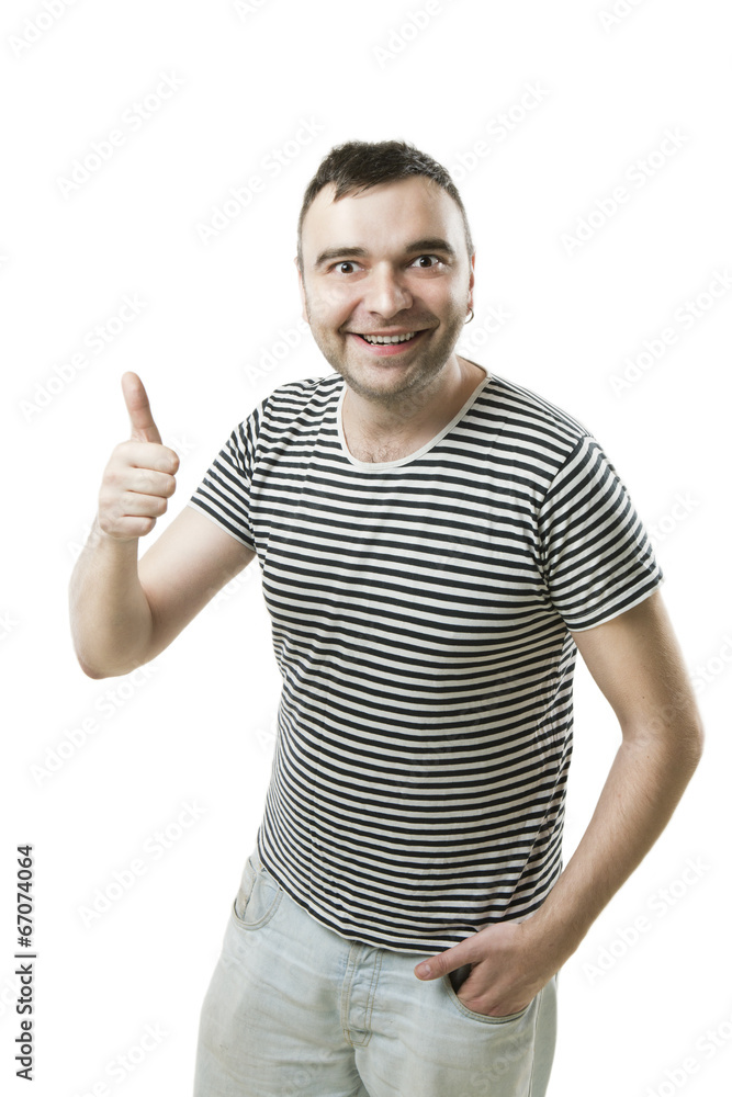 Glad tall guy showing thumbs up sign. like it! Glad tall guy showing thumbs up sign. like it!