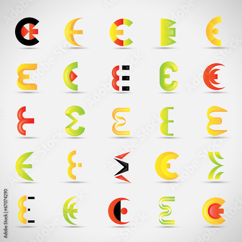 Letter Icons Set - Isolated On Gray Background