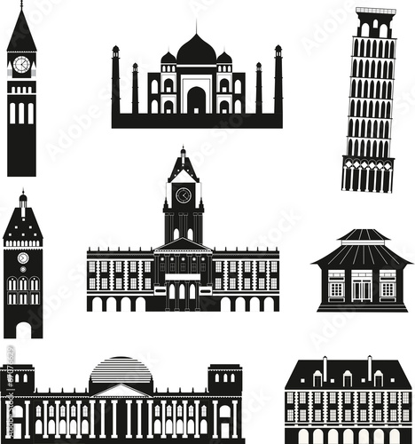 Wallpaper Mural Black travel icons. Torontodigital.ca