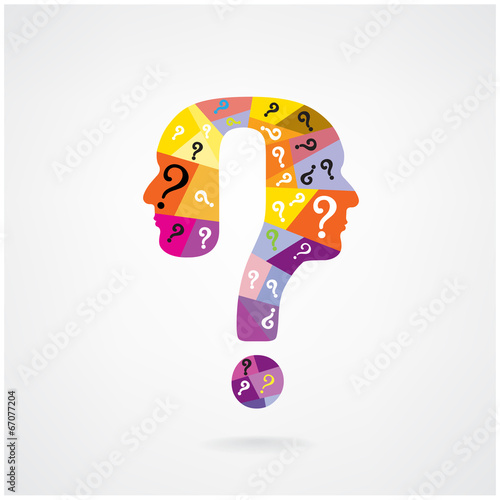 colorful question mark man head symbol.