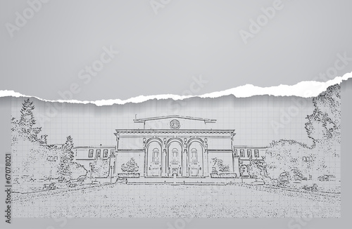 Architecture. Sketch. Drawing of building