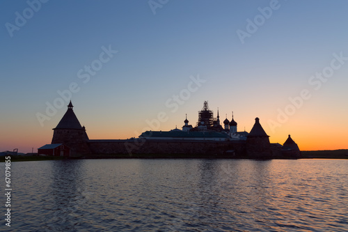 Solovetsky Monastery at sunset photo