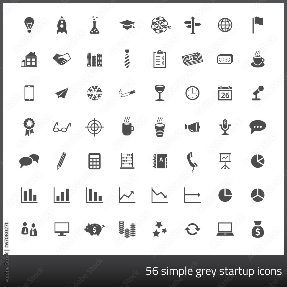 Fototapeta premium Set of 56 startup icons in flat style