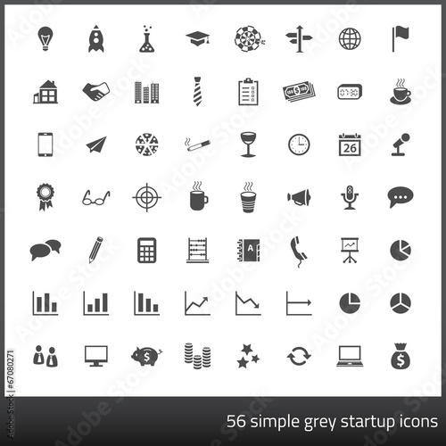 Set of 56 startup icons in flat style
