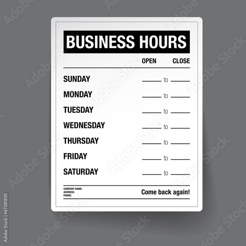 Business hours vector template