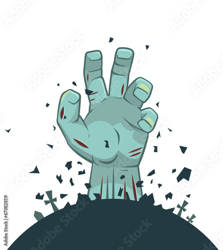 Vector zombie hand rising from the grave