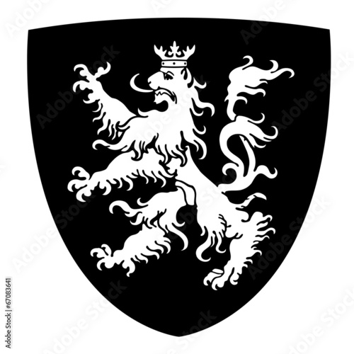 Coat of arms with lion on shield vector illustration