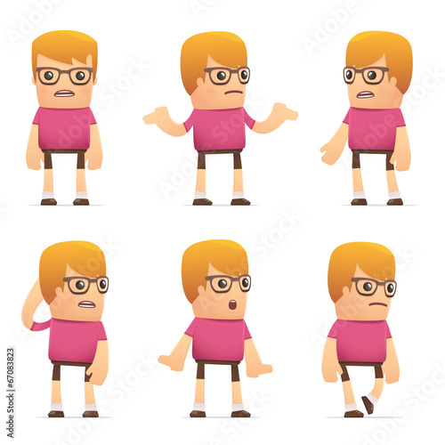 set of dude character in different poses