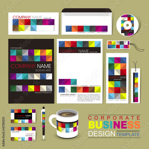 business corporate identity template with colorful blocks