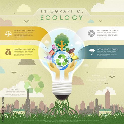 flat design ecology bulb infographics