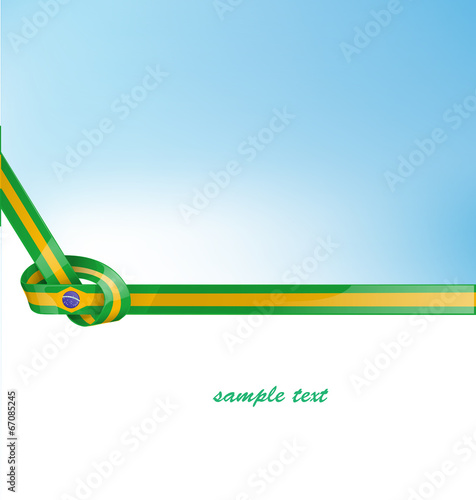 brazil ribbon  flag on background