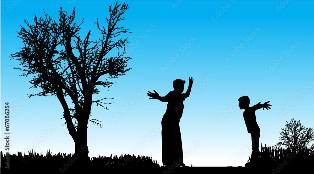 Vector silhouette of family.