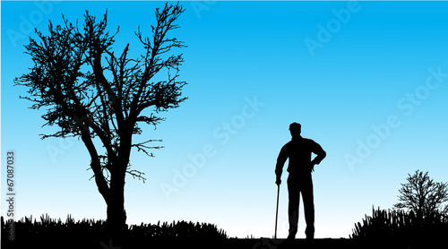 Vector silhouette of man.