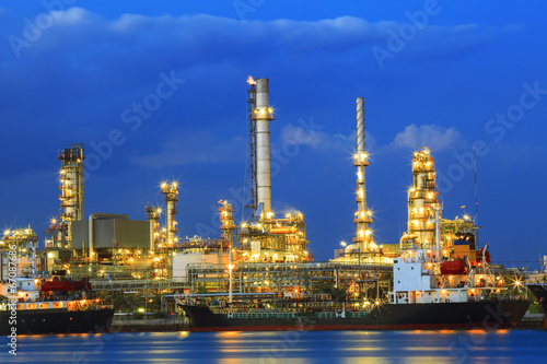 heavy industry land scape of petrochemical refinery plant with