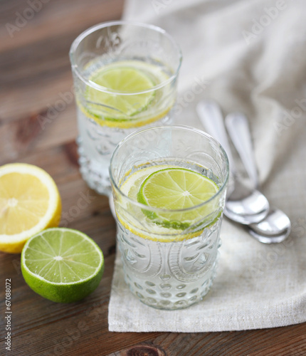 Summer softdrink with lemon and lime