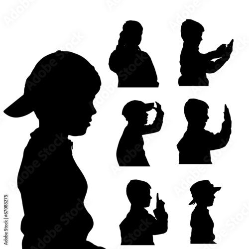 Vector silhouette of boy.