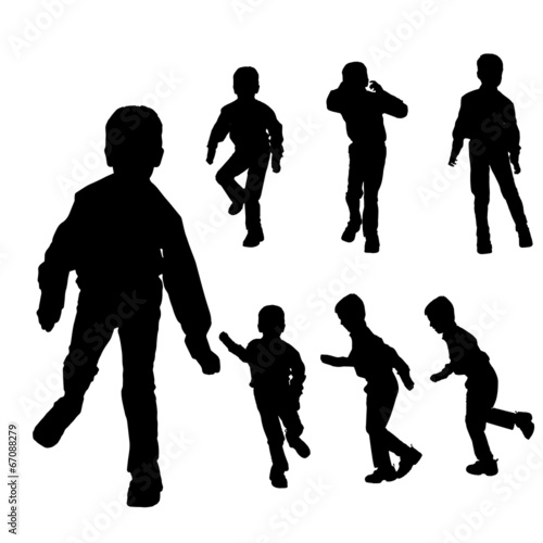 Vector silhouette of boy.