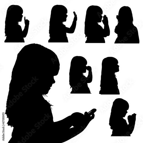 Vector silhouette of girl.