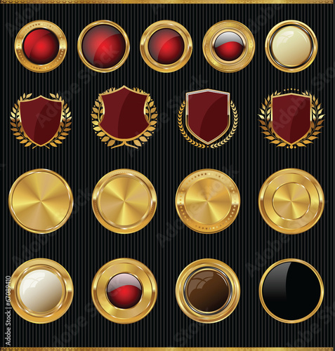Shields, golden labels and larel wreaths collection