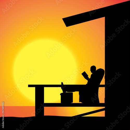 Vector silhouette old man.