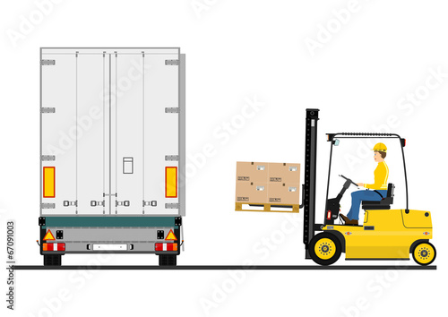 Forklift and trailer