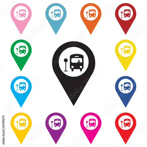 Map pointer with bus icon.